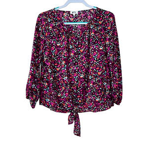 West K Purple Keyhole Blouse with Tie Front NWOT Size Small